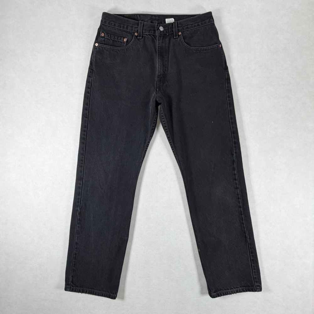 Vintage Levis 505 Mens 32x30 Black Jeans Regular Fit Straight Leg Faded Denim